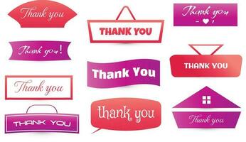 Set of Thank You Sign or Icon with Colorful Gradient Style vector