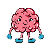Brain Cartoon Character Icon Flat Design Vector Illustration