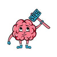 Brain Cartoon Character Icon Flat Design Vector Illustration