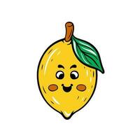 Cute Lemon Icon Flat Design Vector Illustration