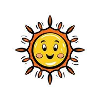 Cute Sun Icon Flat Design Vector Illustration