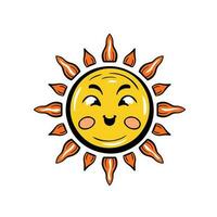 Cute Sun Icon Flat Design Vector Illustration