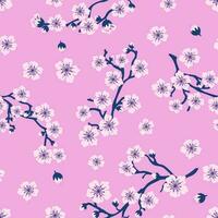 Seamless pattern of pink sakura flowers. vector