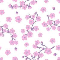 Seamless pattern of pink sakura flowerson on a white background. vector