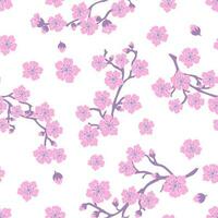 Seamless pattern of pink sakura flowerson on a white background. vector