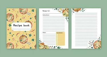 Templates for a recipe book. The blank pages for your recipes. Cookbook. Vector. vector