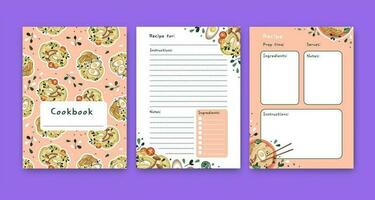 Templates for a recipe book. The blank pages for your recipes. Cookbook. Vector. vector