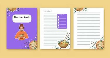 Templates for a recipe book. The blank pages for your recipes. Cookbook. Vector. vector