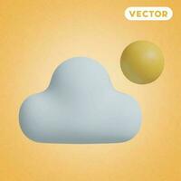 soleado nubes 3d vector icono colocar, en un naranja antecedentes