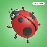 ladybug 3D vector icon set, on a green background