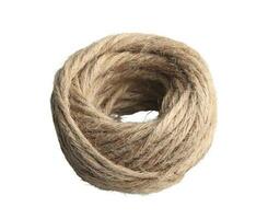 Brown hemp rope on white background photo