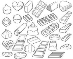 Set of hand-drawn doodle illustrations of chocolate vector