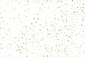 Random falling gold stars on white background. Glitter pattern for banner, greeting card, Christmas and New Year card, invitation, postcard, paper packaging vector