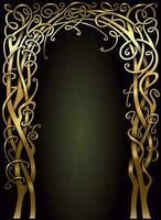Golden fabulous forged arch from the vine vector