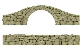 Stone arched ancient bridge made of boulders vector