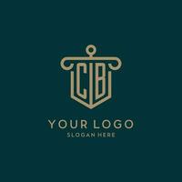CB monogram initial logo design with shield and pillar shape style vector