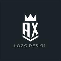 hacha logo con proteger y corona, inicial monograma logo diseño vector