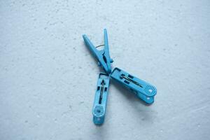 photo of a blue clothespin