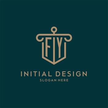 FY monogram initial logo design with shield and pillar shape style vector