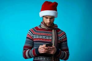 man new year clothes christmas holiday isolated background photo