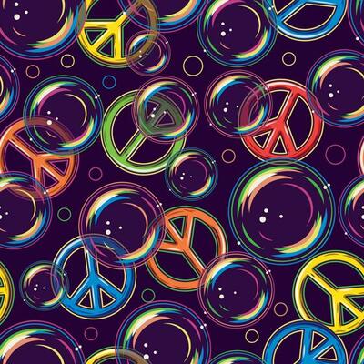 Pop Art Peace Symbols Fabric