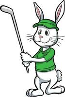 sport funny animal rabbit  playing golf vector