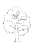 negro y blanco árbol clipart vector aislado en blanco antecedentes. colorante página