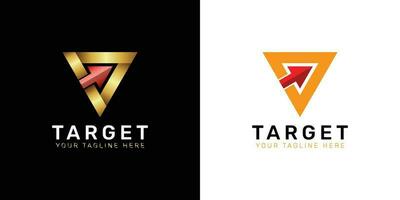 Arrow icon in golden triangle frame, Target logo concept vector