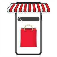 online store, shopping in phone icon, vector, illustration, symbol vector