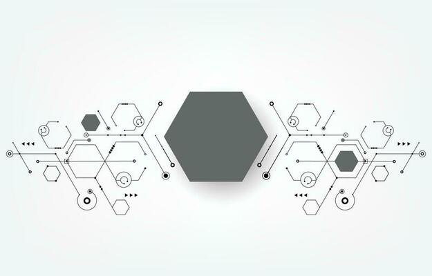 white technology background.computer cyber network.geometric hexagon shape.