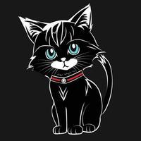 black and white cartoon vector cat