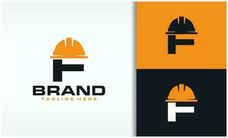 iniciales F gorra construcción logo vector