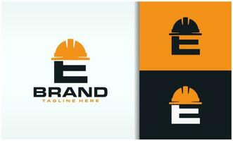 initials E cap construction logo vector