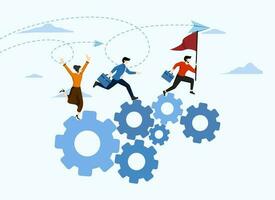 Organizational efficiency, enterprise system and resource concept, development and workflow, business strategy to create a successful team, people who drive the cogs or cogs to drive the business. vector