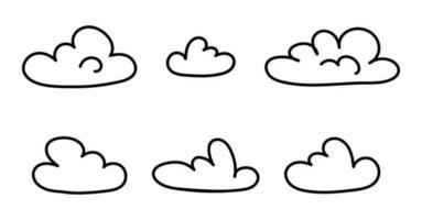 Set of doodle line clouds vector illustration