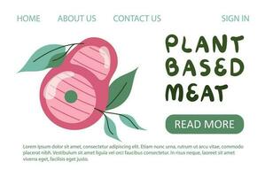 Plant based meat landing page template vector illustration