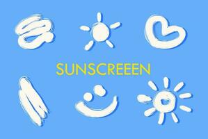 Set of smears of sunscreen cream vector illustration