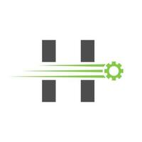 Initial Letter H Gear Cogwheel Logo. Automotive Industrial Icon, Gear Logo, Car Repair Symbol vector