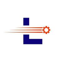 Initial Letter L Gear Cogwheel Logo. Automotive Industrial Icon, Gear Logo, Car Repair Symbol vector