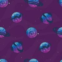 Seamless pattern with space sky and planets vector