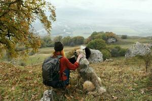 woman hiker walk travel mountains lifestyle photo