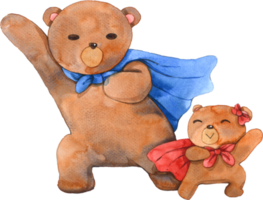 Father Day teddy bear watercolor cute animal character png