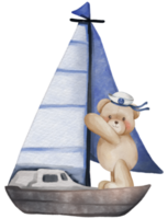 Teddy bear Sailor Nautical watercolor png