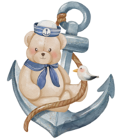 Teddy bear Sailor Nautical watercolor png