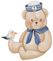 teddy beer matroos nautische waterverf png