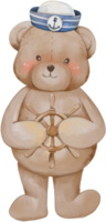 osito de peluche oso marinero náutico acuarela png