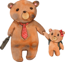 Father Day teddy bear watercolor cute animal character png