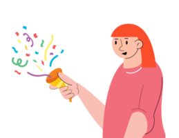 pessoas segurando confete popper. festa ícone ilustração png
