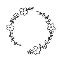 line twig leaves elegant illustration beauty circular decorative for hand drawn floral design vector