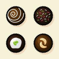 Collection of Chocolate Bonbon Dessert Illustration vector